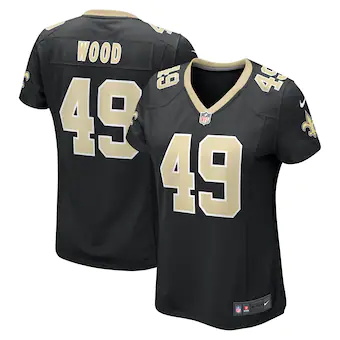 womens nike zach wood black new orleans saints game jersey_